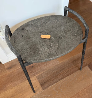 Doran Oval Stone Top End Table 23x18x19.