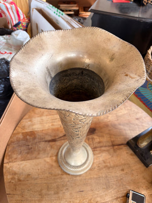 Silver metal vase