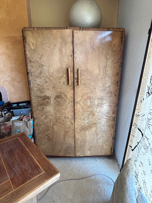 1930s English Art Deco Wooden Armoire 47x72