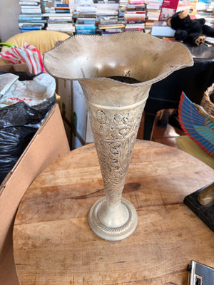 Silver metal vase