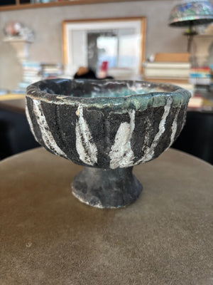Blue pedestal bowl
