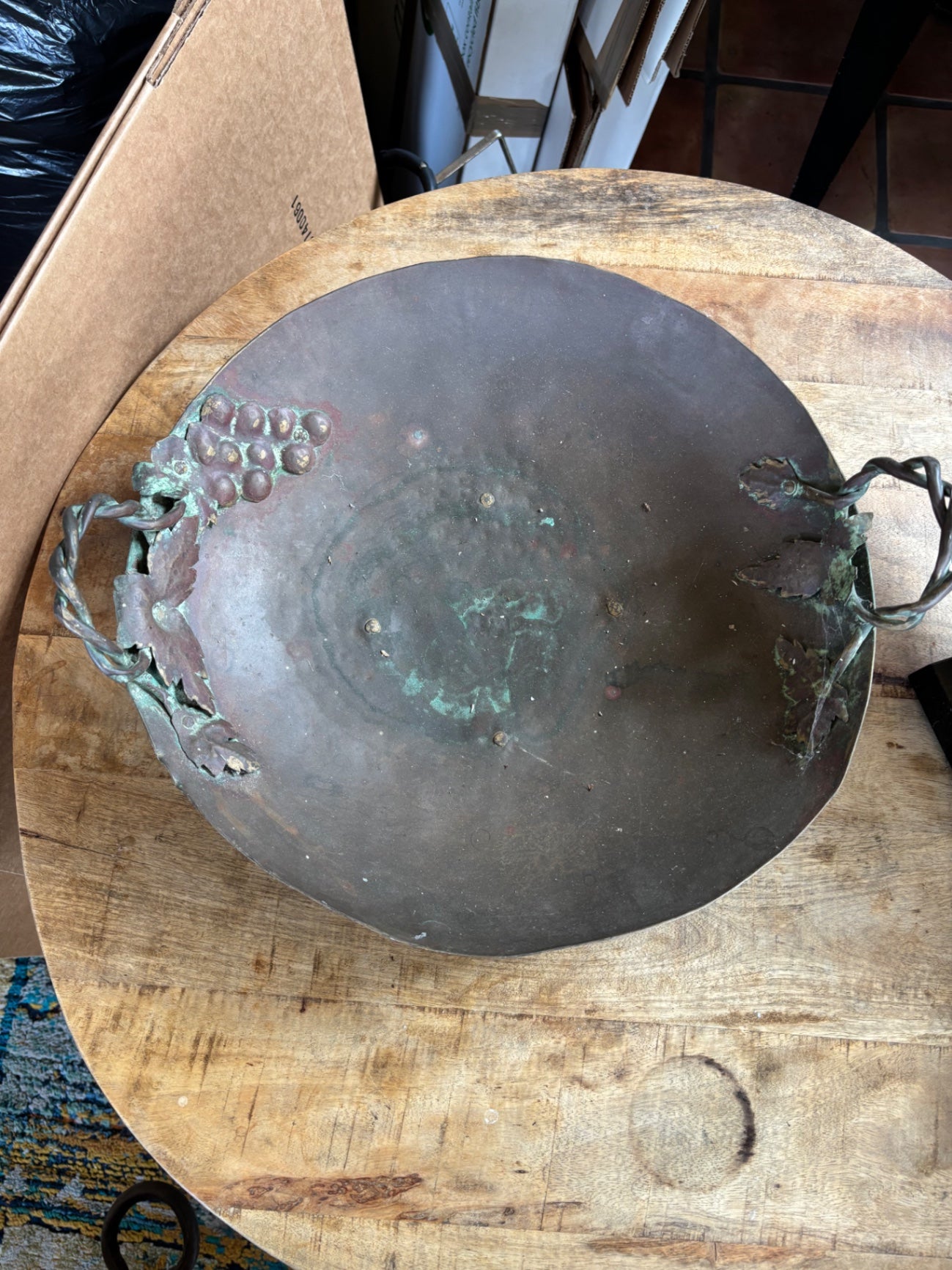 Antique Hammered Copper Fruit Bowl 15x4