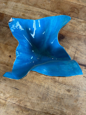 Blue glazed ceramic bowl