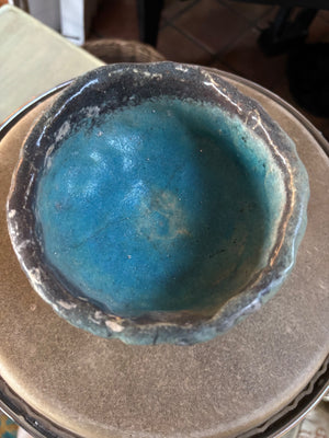 Blue pedestal bowl