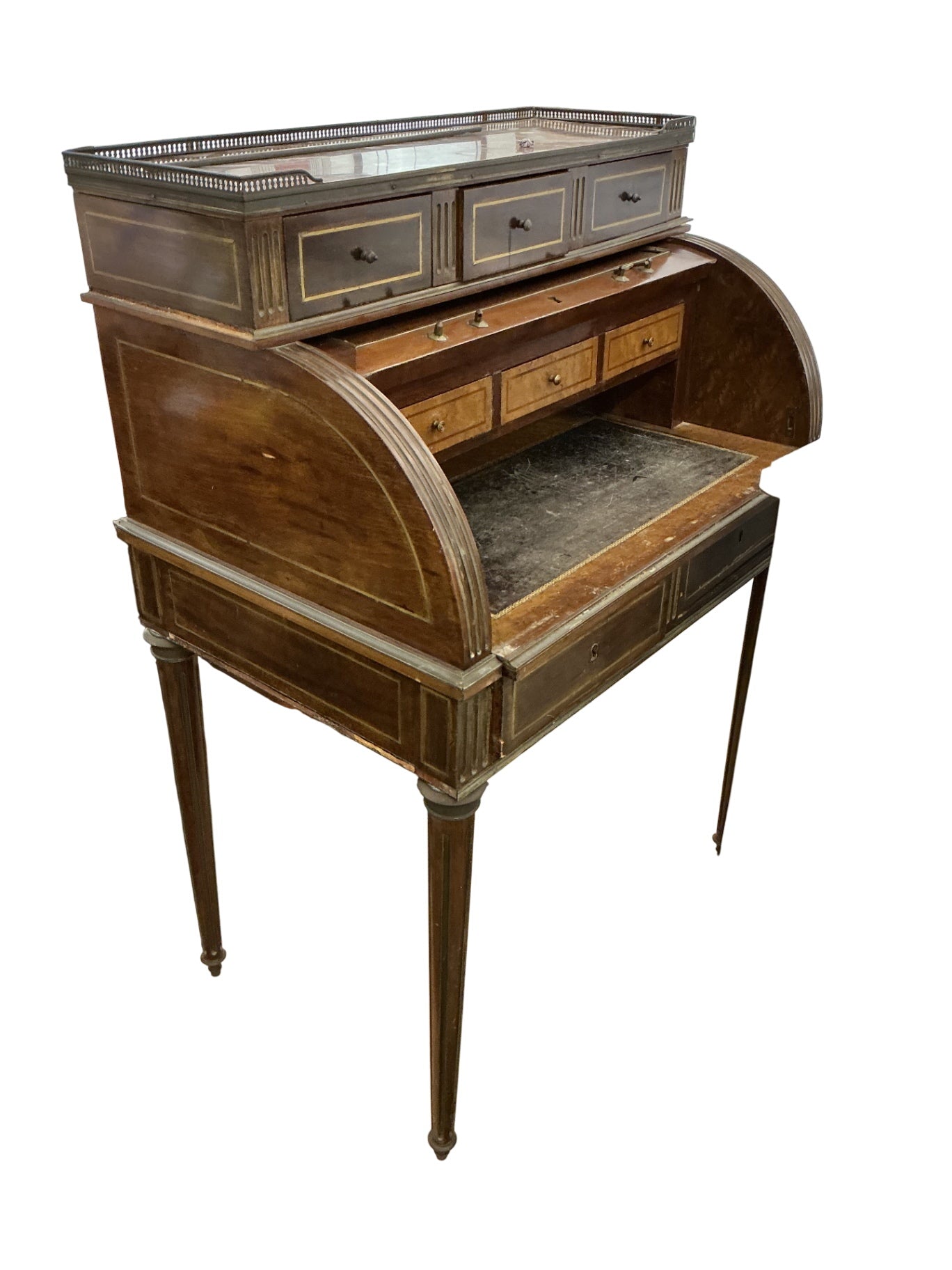 Antique Mahogany Cylinder Roll Top  Desk