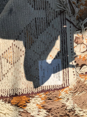 Indian Wool Hand-Knotted Brown and Cream Rug 11.5 x 9.5