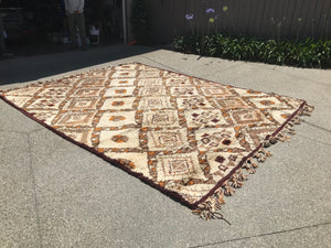 Indian Wool Hand-Knotted Brown and Cream Rug 11.5 x 9.5