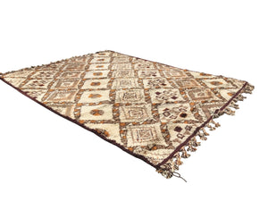 Indian Wool Hand-Knotted Brown and Cream Rug 11.5 x 9.5