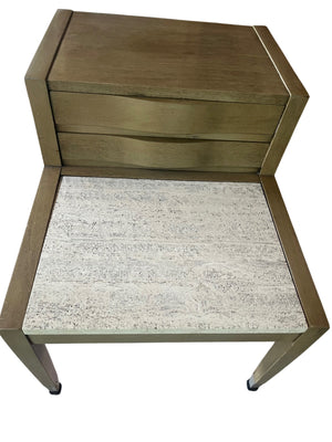 Mid Century Modern American of Martinsville Travertine Top Night Tables (Pair) 21 W x23 H x29 D