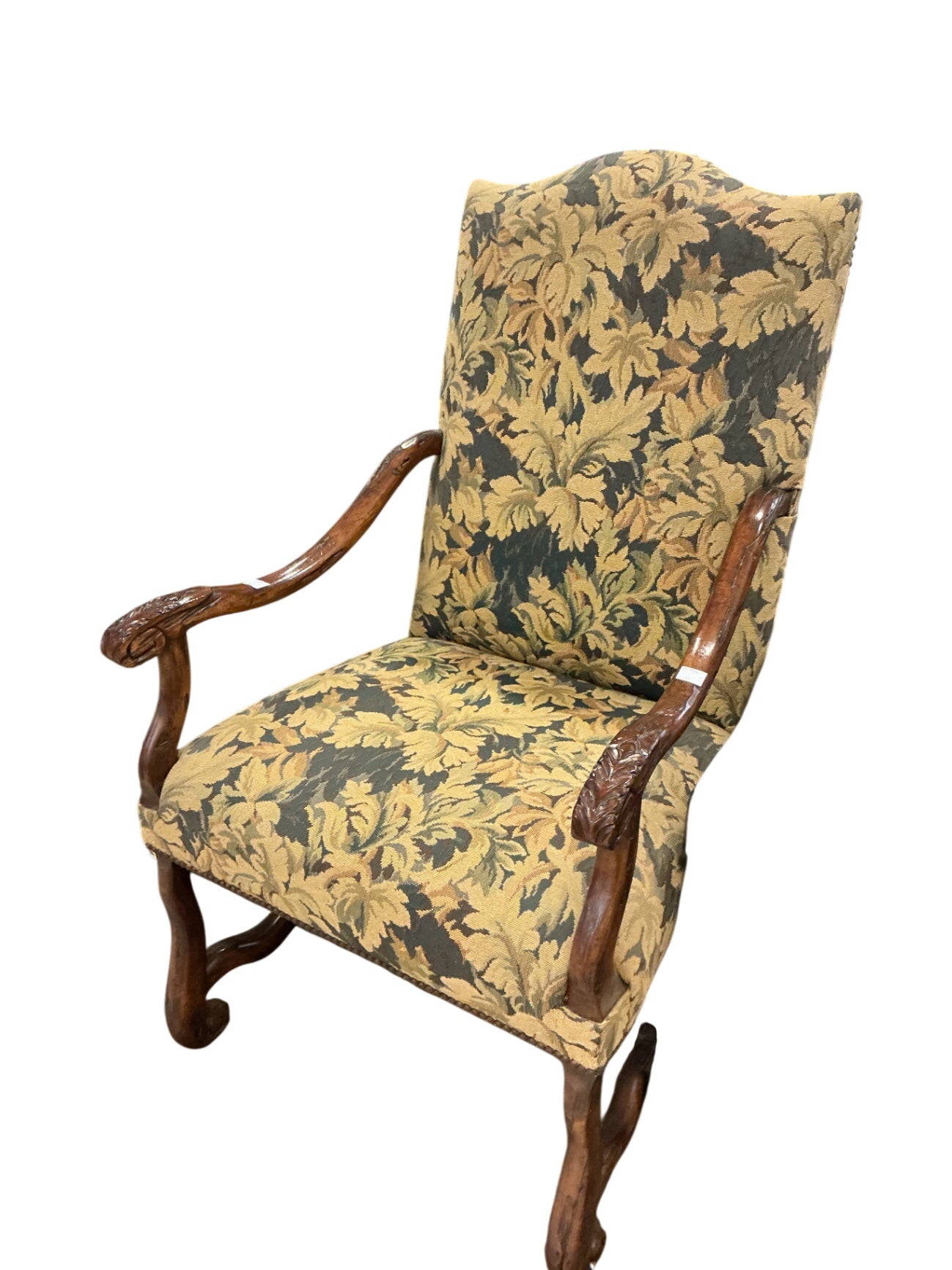 French Floral Upholstered High Back Chair