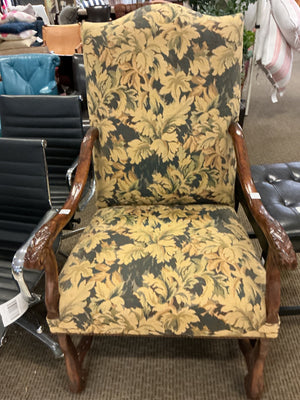 French Floral Upholstered High Back Chair