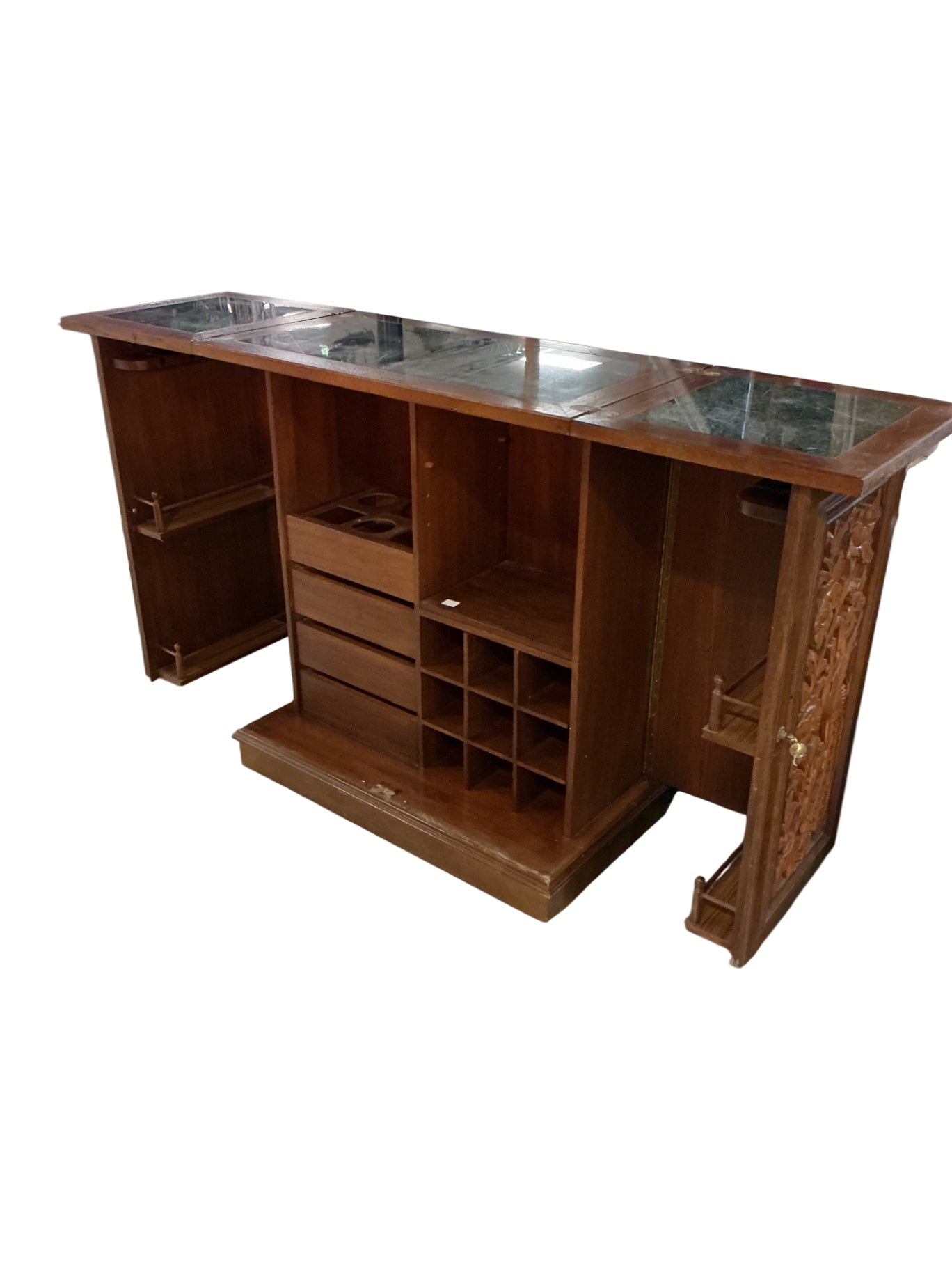 Carved Expandable Bar Cabinet 70x18x40