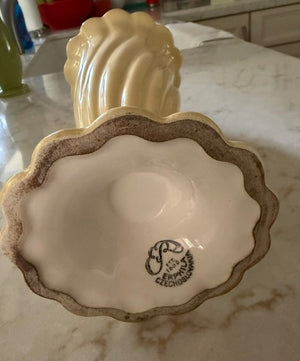 Yellow Glazed scalloped vase