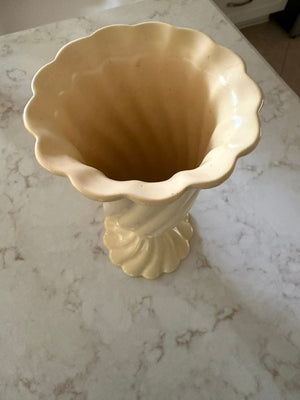 Yellow Glazed scalloped vase