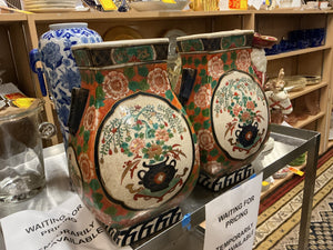 Japanese Imari Style Vases Matching Pair 14 x 10 x 7