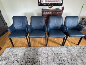 Stressless set of 4 navy leather chairs