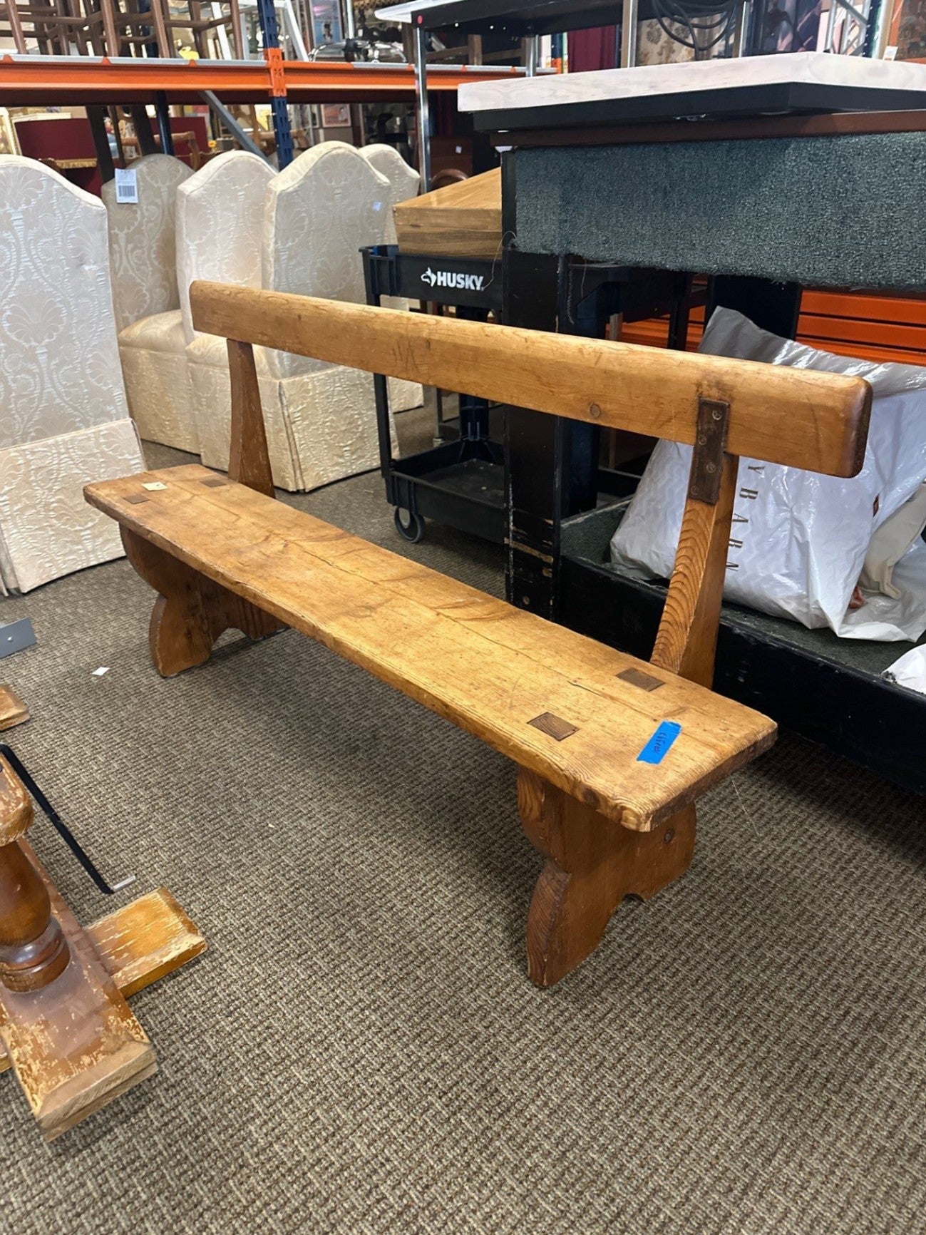 Antique Pine Church Bench  60”x32”x14