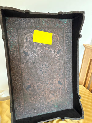 Antique tray with metal detail