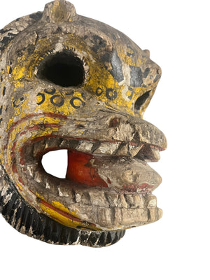 Vintage Hand Carved Wood Leopard Tribal Mask