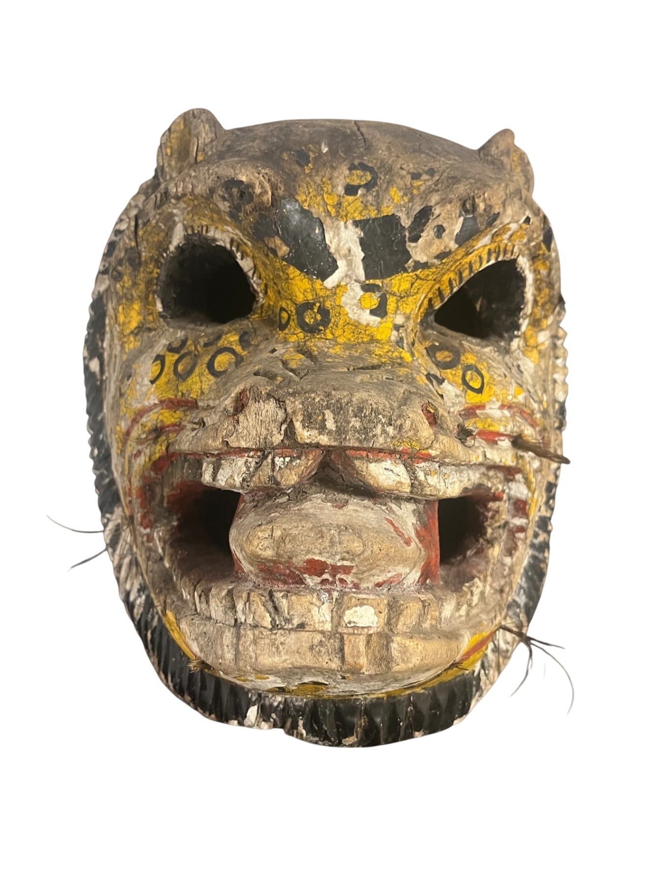 Vintage Hand Carved Wood Leopard Tribal Mask