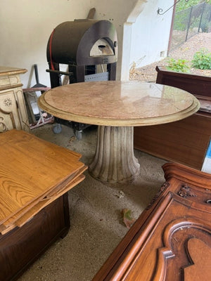 Inlaid marble table with painted wood base