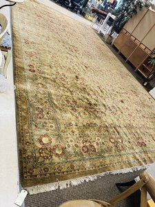 Indo Kerman Rajhastan Rug  290x 165 Golden Tones Red Accents Beige Fringe (Stain)