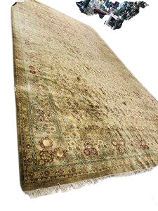Indo Kerman Rajhastan Rug  290x 165 Golden Tones Red Accents Beige Fringe (Stain)