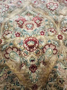 Indo Kerman Rajhastan Rug  290x 165 Golden Tones Red Accents Beige Fringe (Stain)