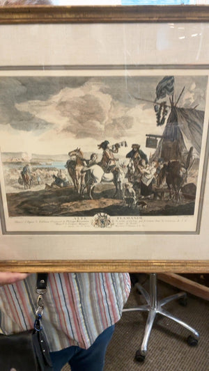 Antique Framed Engraving After Philips Wouwerman La Fontaine Des Chasseurs