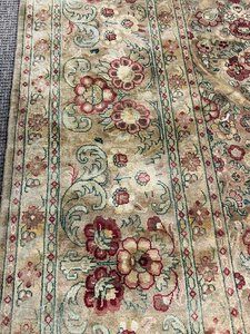 Indo Kerman Rajhastan Rug  290x 165 Golden Tones Red Accents Beige Fringe (Stain)