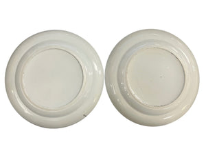 BAN ZHAO Late Qing Dynasty Chinese Famille Rose Porcelain Wu Shuang Pu "Table of Peerless Heroes" 7.75" Salad Plates (PAIR)