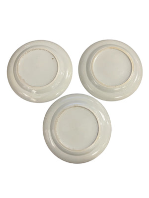 MENGCHANG JUN Late Qing Dynasty Chinese Famille Rose Porcelain Wu Shuang Pu "Table of Peerless Heroes" Set of 3 Salad Plates 7 1/2" 1890-1915 Excellent Condition