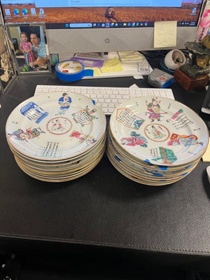 Assorted Late Qing Dynasty Chinese Famille Rose Porcelain Wu Shuang Pu "Table of Peerless Heroes" 7.75 Salad Plates (Rim Chips & Or Cracks) $5 Each