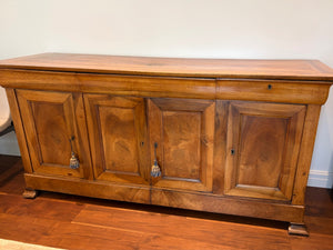 French Walnut Buffet with original keys  36" H x 77" L x 22 " D