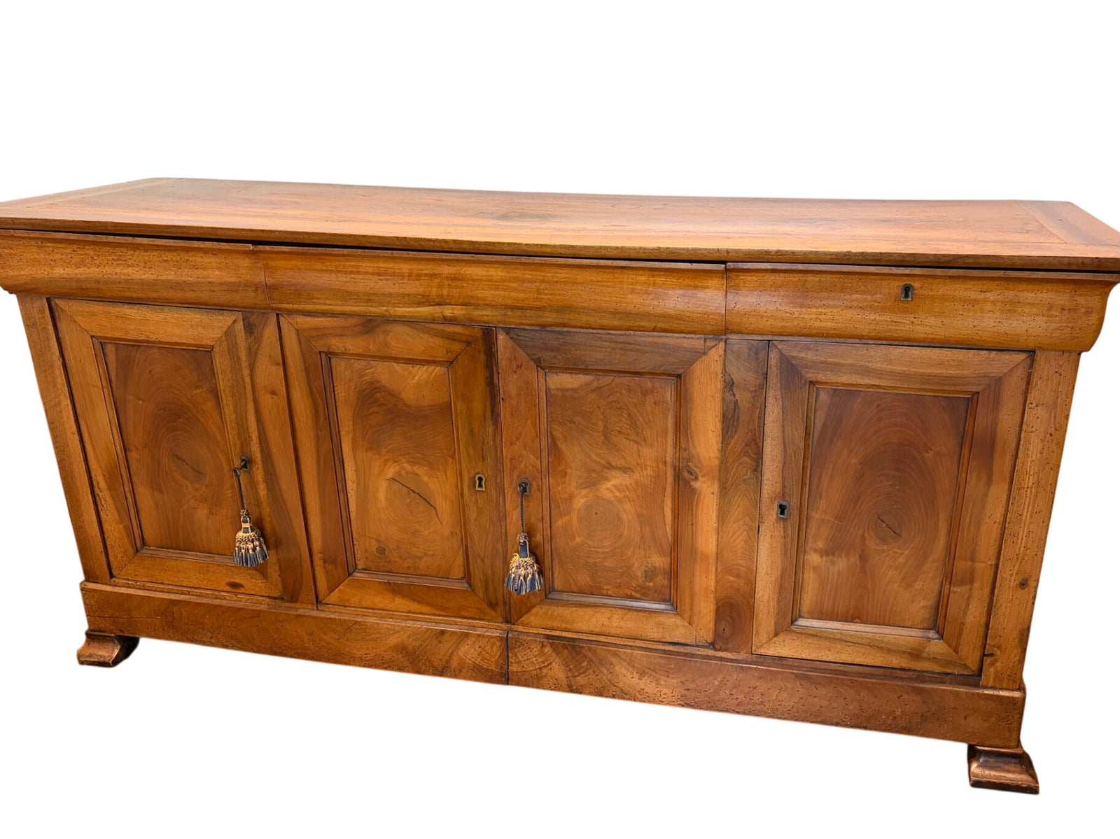 French Walnut Buffet with original keys  36" H x 77" L x 22 " D
