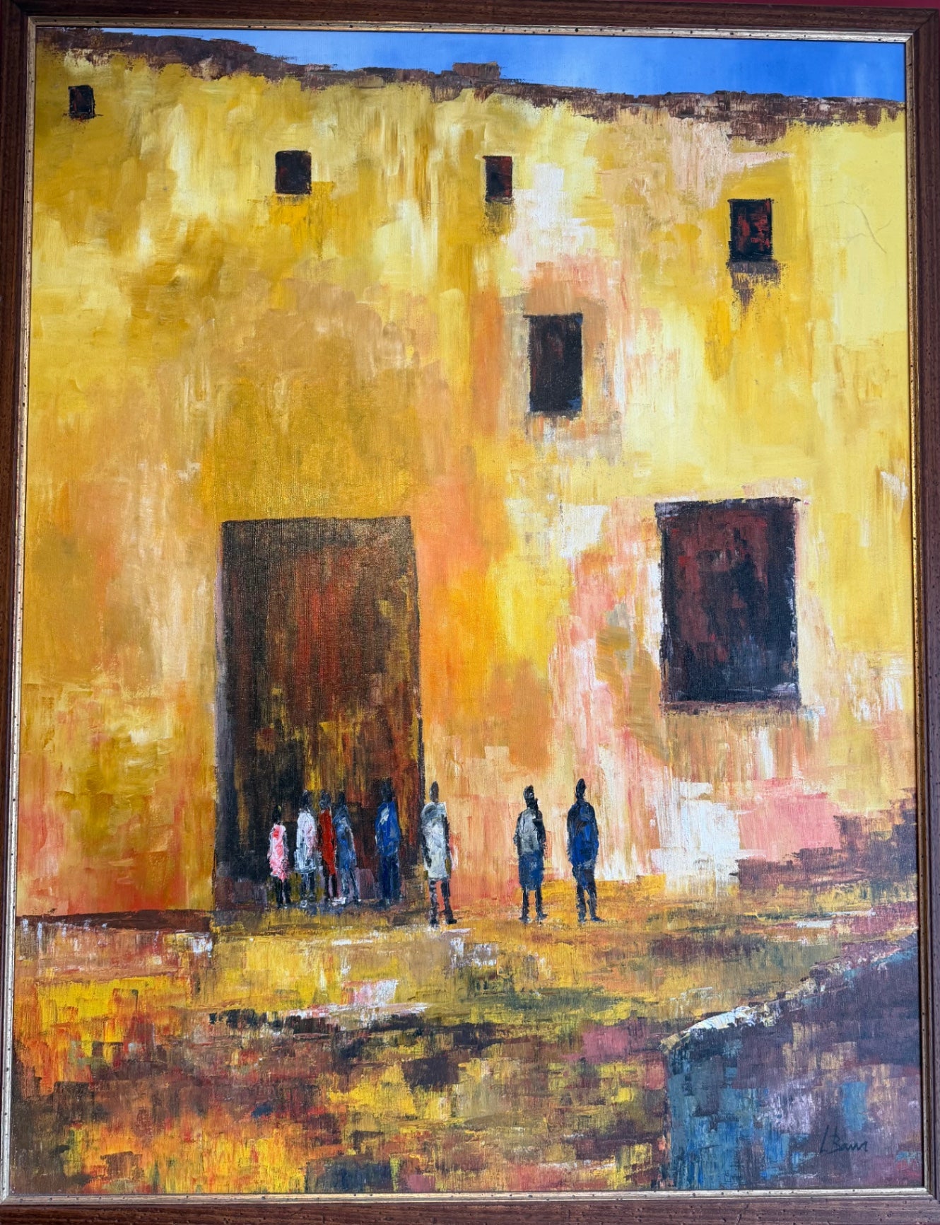 Contemporary Brazilian Architectural Oil Painting on Canvas – 46" x 36"