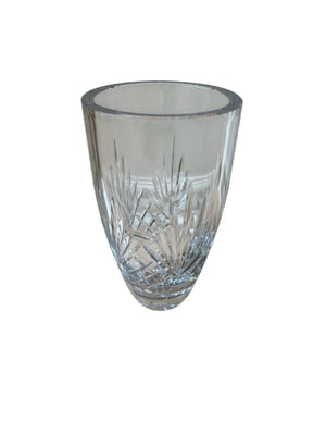 Rogaska lead crystal vase featuring intricate cut glass designs. 10in x 6in