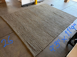 Natural Jute Chunky Textured Weave Area Rug, Approx. 9'3" x 11'9"