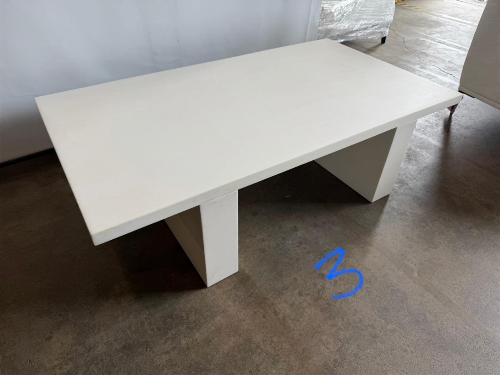 CB2  White Coated Resin Coffee Table 16 x 29 x 54"
