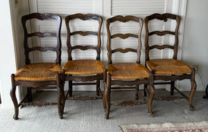 French Provincial Rush Seat Dining Chairs (set of 5)