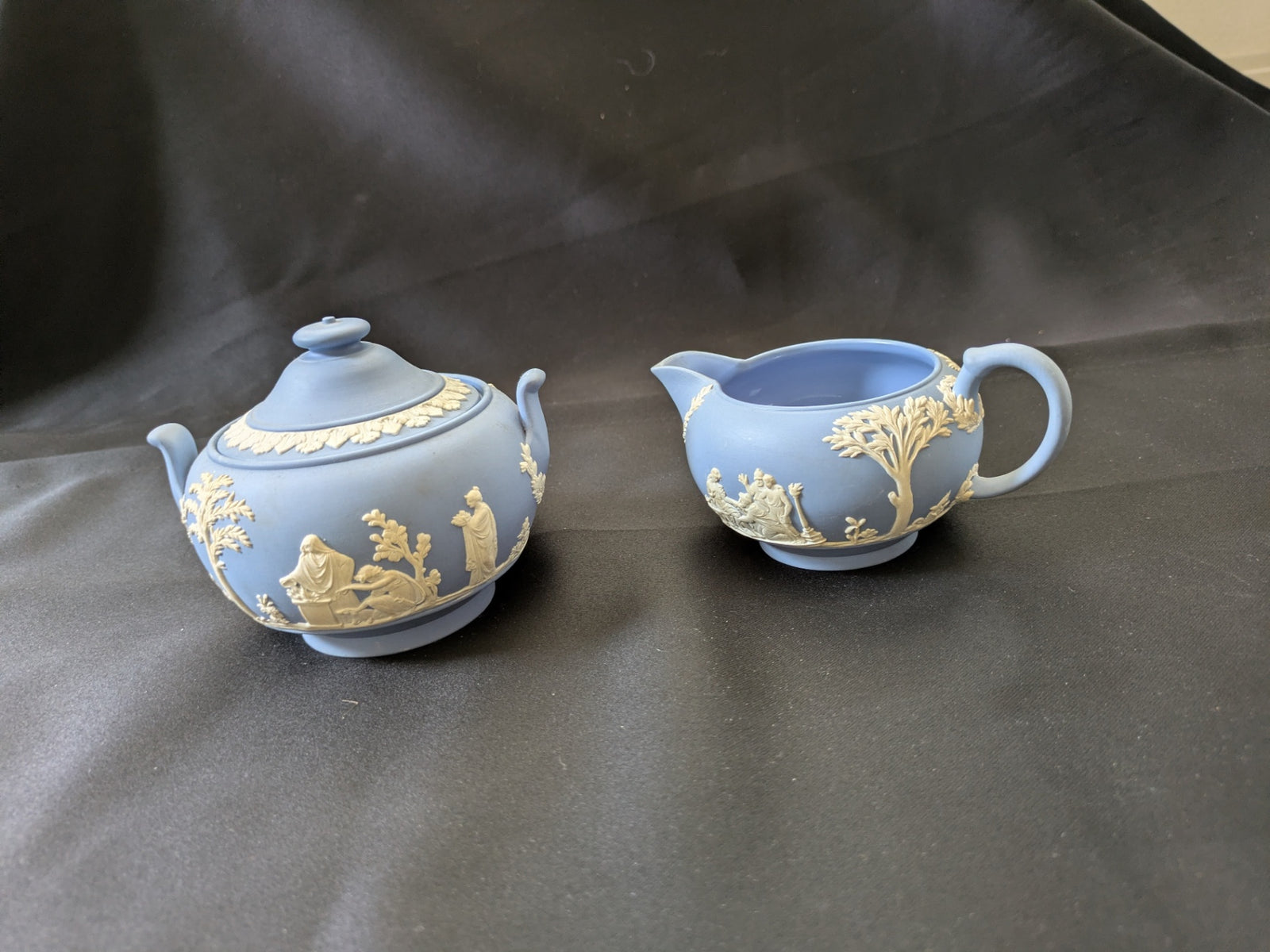 Wedgwood Jasperware Cream and Covered Sugar Set