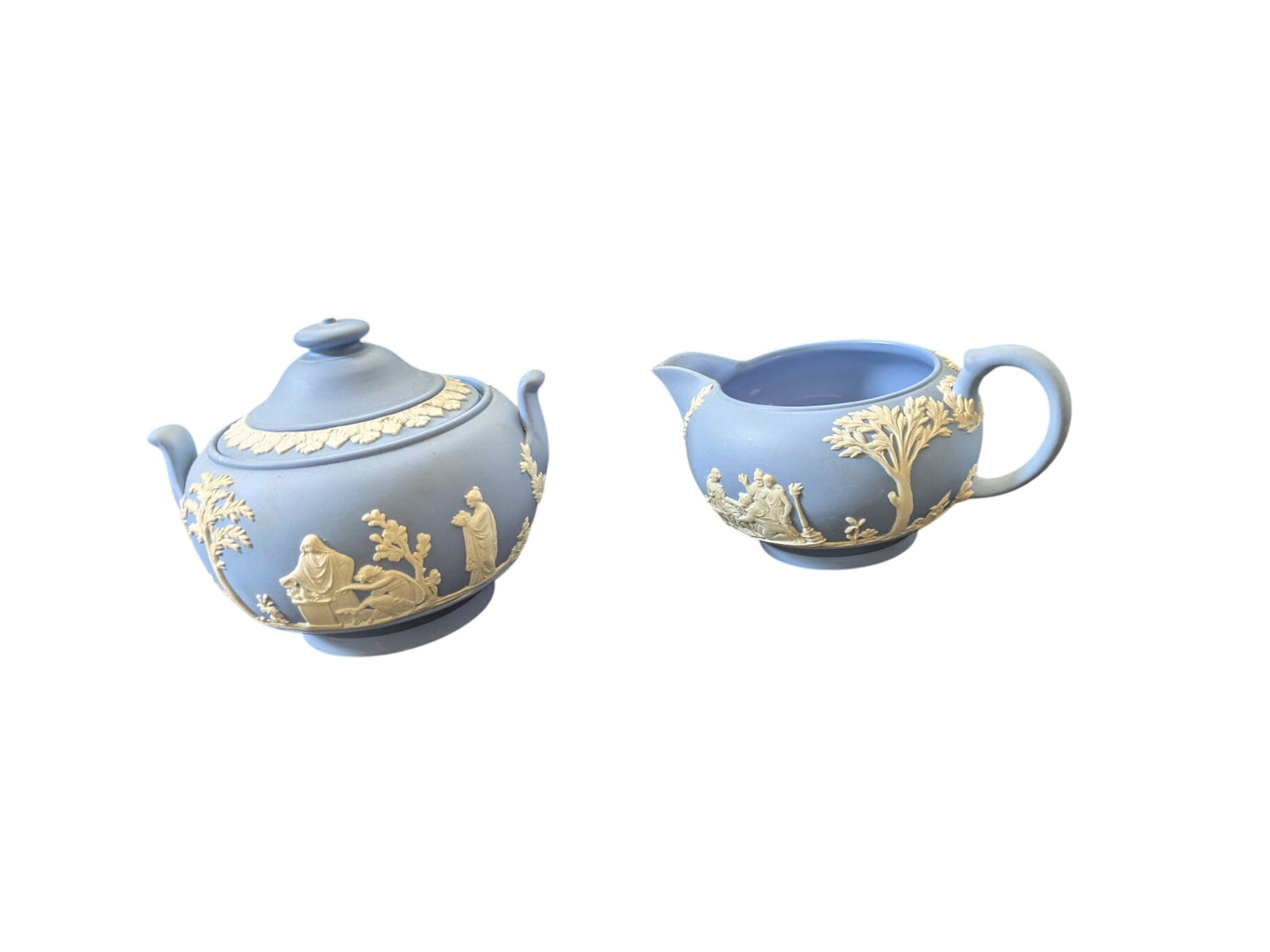 Wedgwood Jasperware Cream and Covered Sugar Set