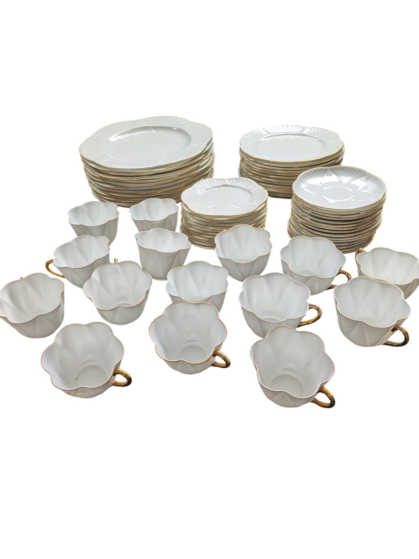 Shelley Regency Dainty White Fine Bone China Dinnerware – Service for 13