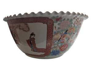Meiji Period Japanese 19th Century Large Bowl w/ Repair Work 18"D 8.5"H