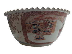 Meiji Period Japanese 19th Century Large Bowl w/ Repair Work 18"D 8.5"H