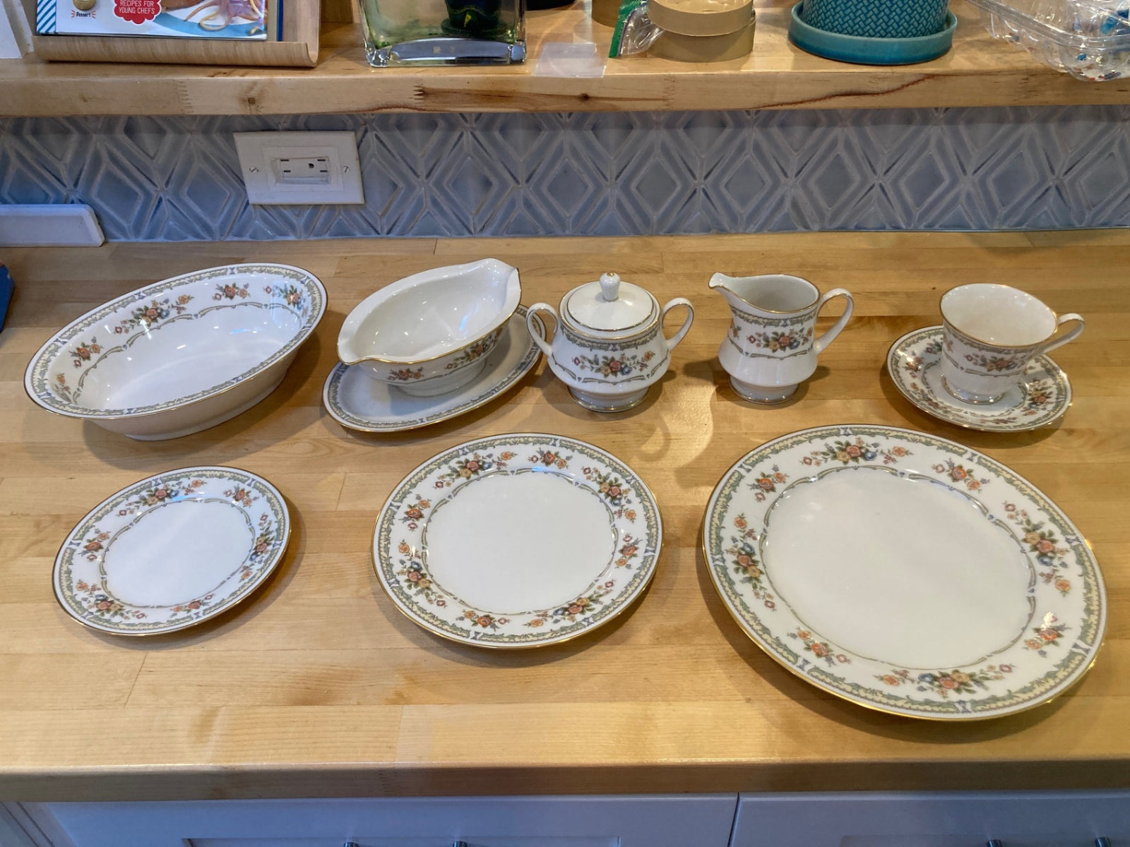 Noritake Homage #7236 Ivory China Dinnerware – 49 Piece Service with Serving Pieces