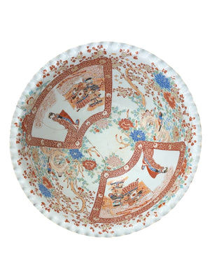 Meiji Period Japanese 19th Century Large Bowl w/ Repair Work 18"D 8.5"H