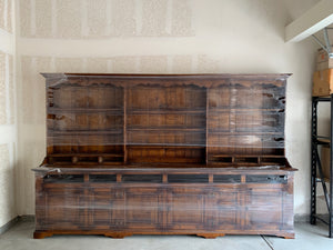 English Jacobean Revival Oak Dresser & Plate Rack Circa 1925-1940 Solid Qtr Sawn White Oak 132"x83"x50.5"