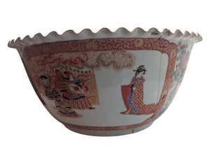 Meiji Period Japanese 19th Century Large Bowl w/ Repair Work 18"D 8.5"H