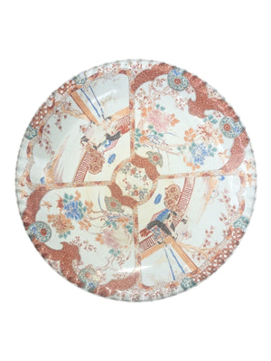 Meiji Period Hinchazon Shinpo Japanese 19th Century Serving Dish Cracked Rim 18" Diameter